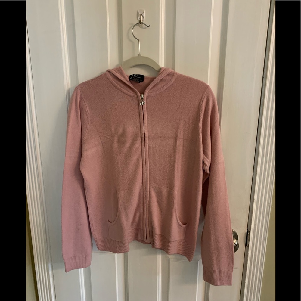 Pink sweater hoodie.